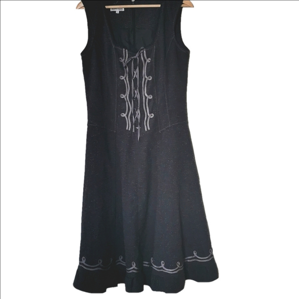 Vintage Marie Claire tweed whimsigoth laceup dress. Size small. EUC